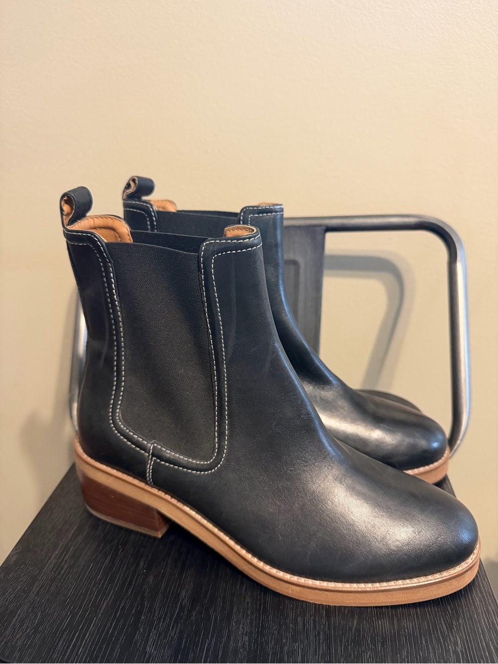 Joie Black Genuine Leather Chelsea Ankle Boots Size 9